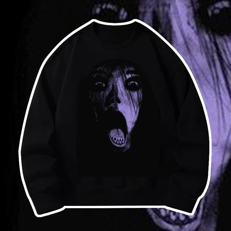 

Мужские и женские свитшоты без капюшона с круглым вырезом и индивидуальным дизайном, с ужасными принтами, в стиле панк, K-pop, хип-хоп, Y2K, коллекция осень-зима 2025