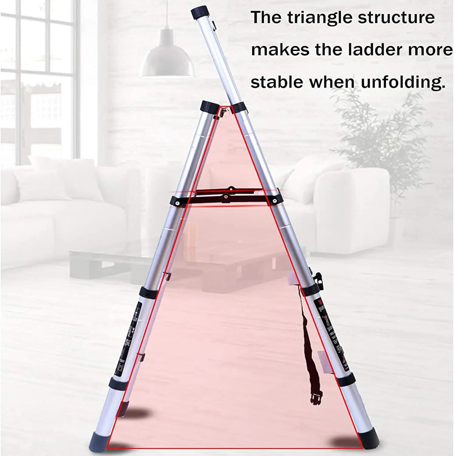 Dagplus Telescopische Ladder, Draagbare Opstap Aluminium Verlengladder, A-Frame Multifunctionele Antislip Uitschuifbare Zolderladder Em131