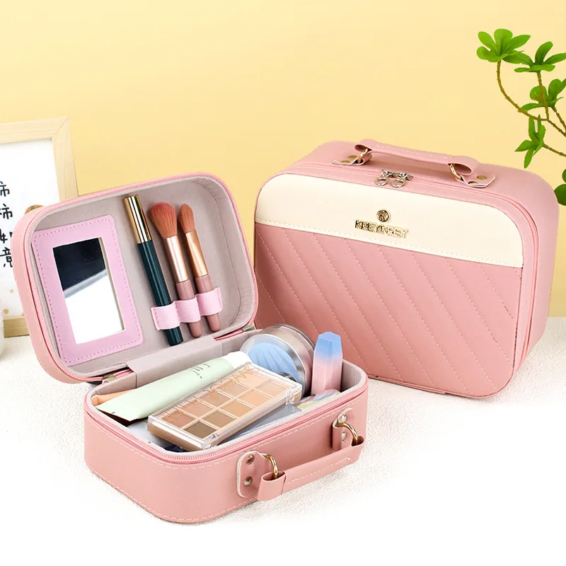 

Large-capacity Handheld Makeup Box Leather Portable Travel Toiletries Organizer Waterproof Wash Bathing Cosmetic Bag Female Bags