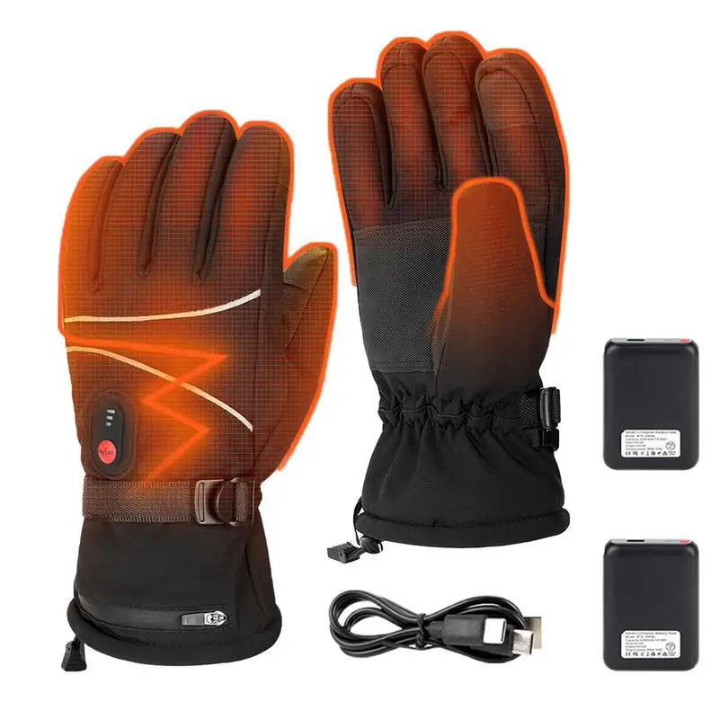 

Winter Motorcycle Heated Gloves 4000mAh Battery Safe Outdoors Sports Electric Heating Waterproof Windproof Ski Gloves dropship