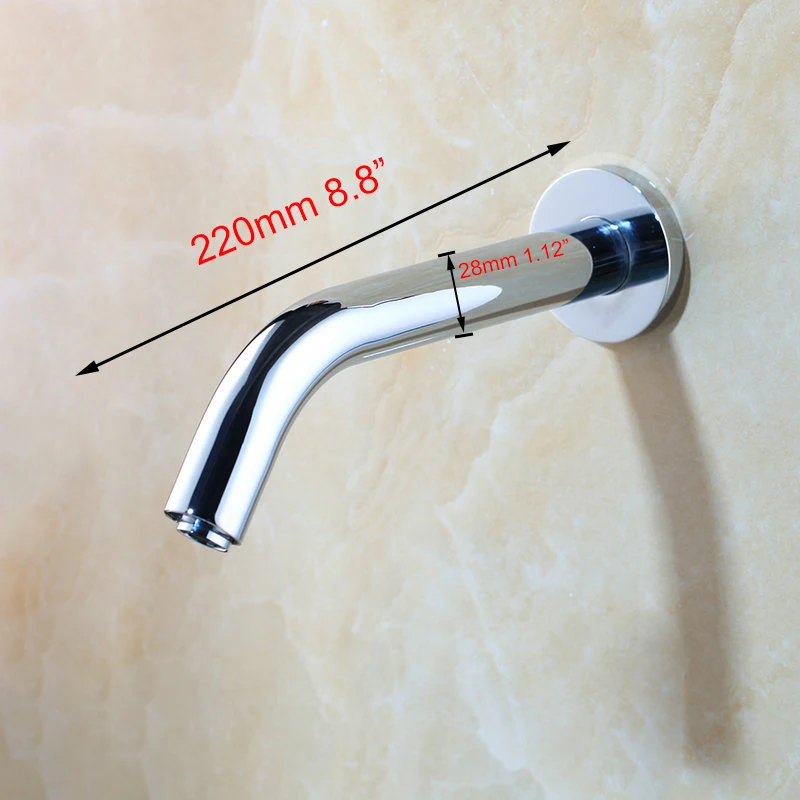 JIENI Black Chrome Lavatory Bathroom Faucet Wall Mount Sensor Faucet Automatic Free Touch Sensor Bathroom Sink Mixer Tap Faucet