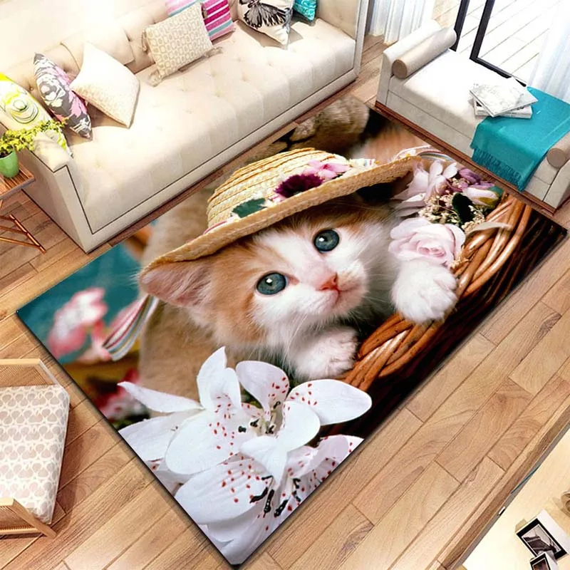 LARGE SIZE Cute Cat dog Pattern Pet Carpet for Living Room Kitchen Bathroom Bedroom Entrance Door Anti-slip Floor Mat Home Decor