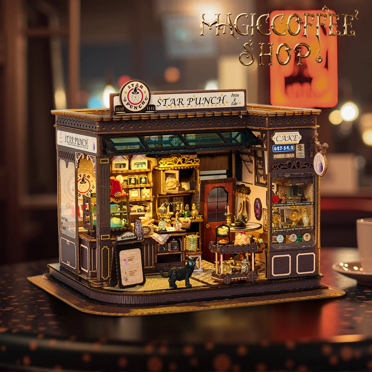 DIY Wooden Magic Cafe Shop Cottage Miniature Building Kits Doll Houses With Furniture Casa Dollhouses for Friends Birthday Gifts
