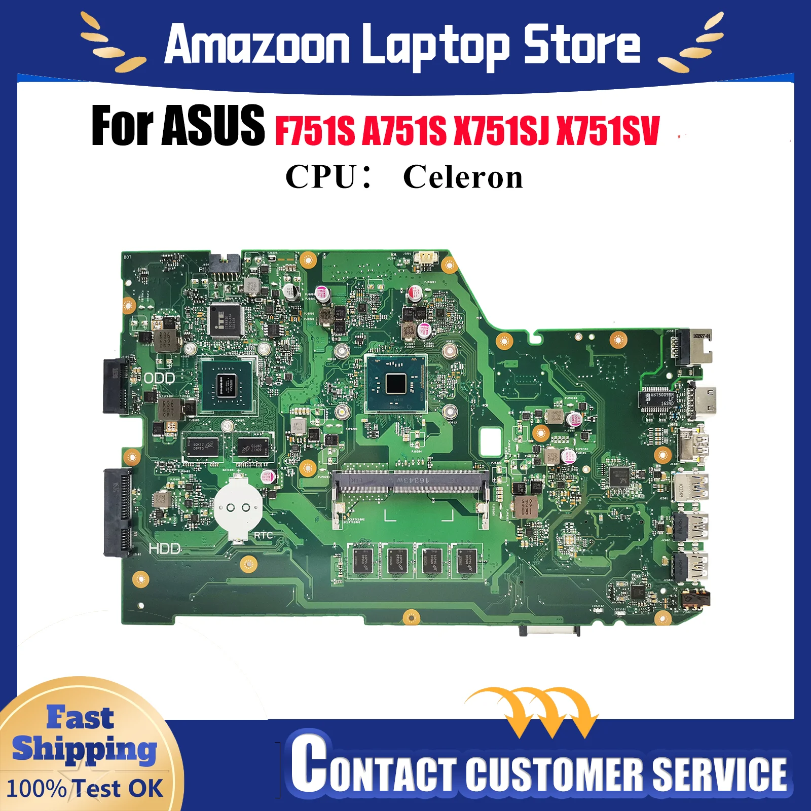 

X751SJ Материнская плата для ноутбука ASUS VivoBook X751S F751S A751S X751SV X751SJ Материнская плата с процессором Celeron 100% tests OK быстрая доставка