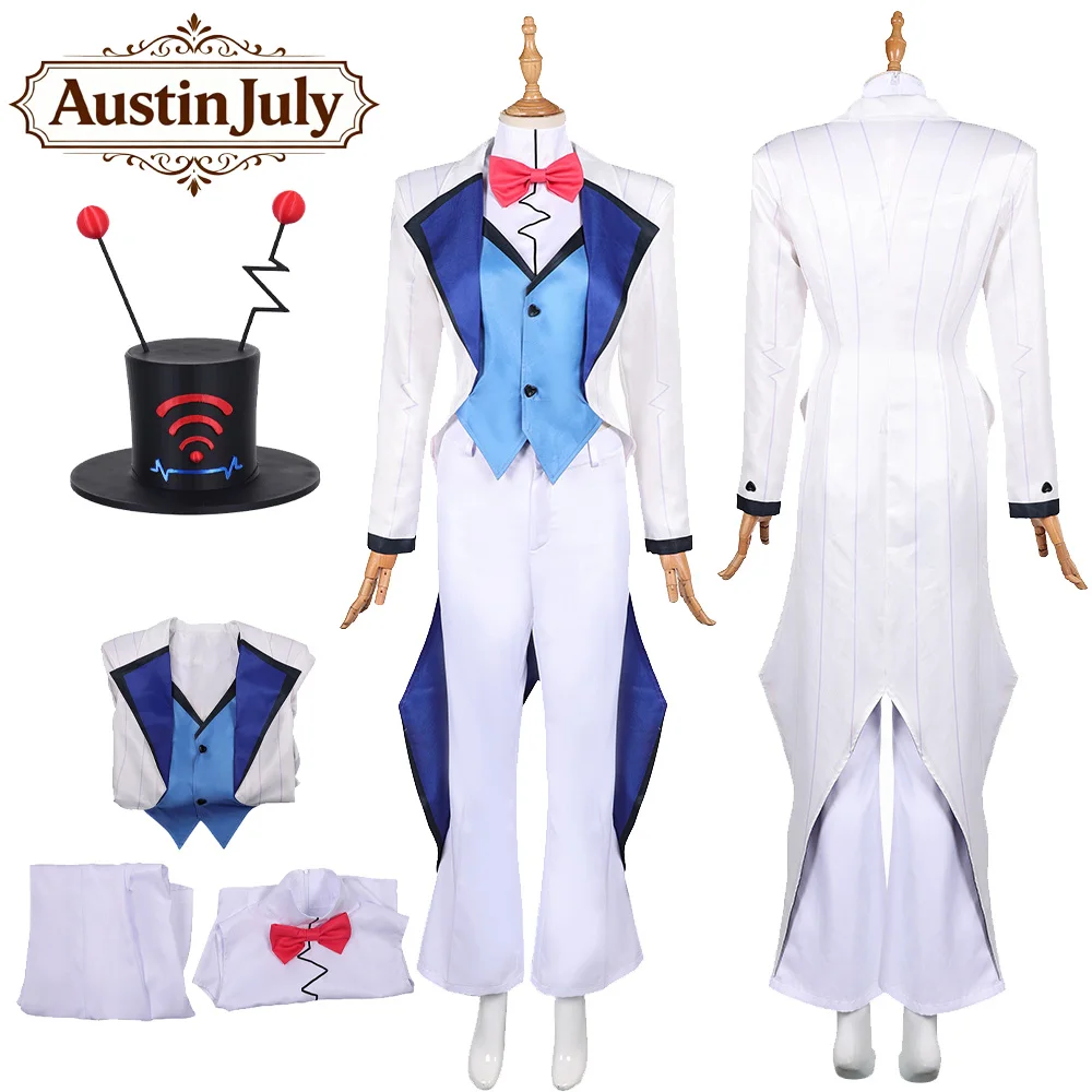 

ТВ мультфильм Hell Inn VOX Косплей Белый костюм Топ Брюки Шляпа Костюм для женщин Взрослые наряды для вечеринок Хэллоуин Необычная одежда