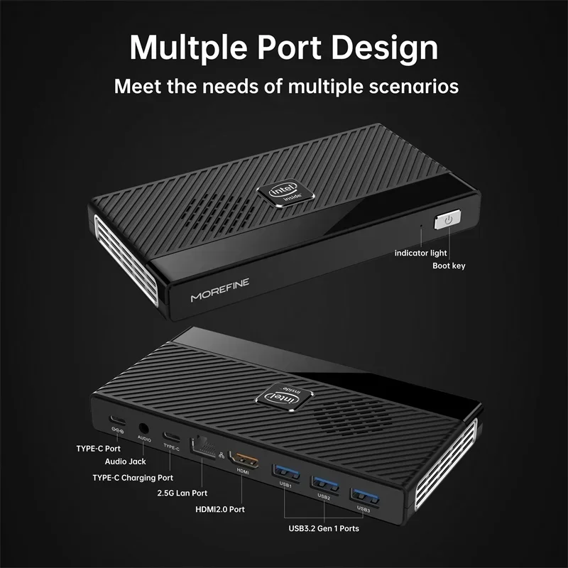 MOREFINE M6 Mini PC 13th Gen N100/N200 Windows 11 Pro 16GB/32GB DDR5 2933MHz NVMe SSD كمبيوتر الجيب 4K @ 60 هرتز WiFi 6 BT5.2