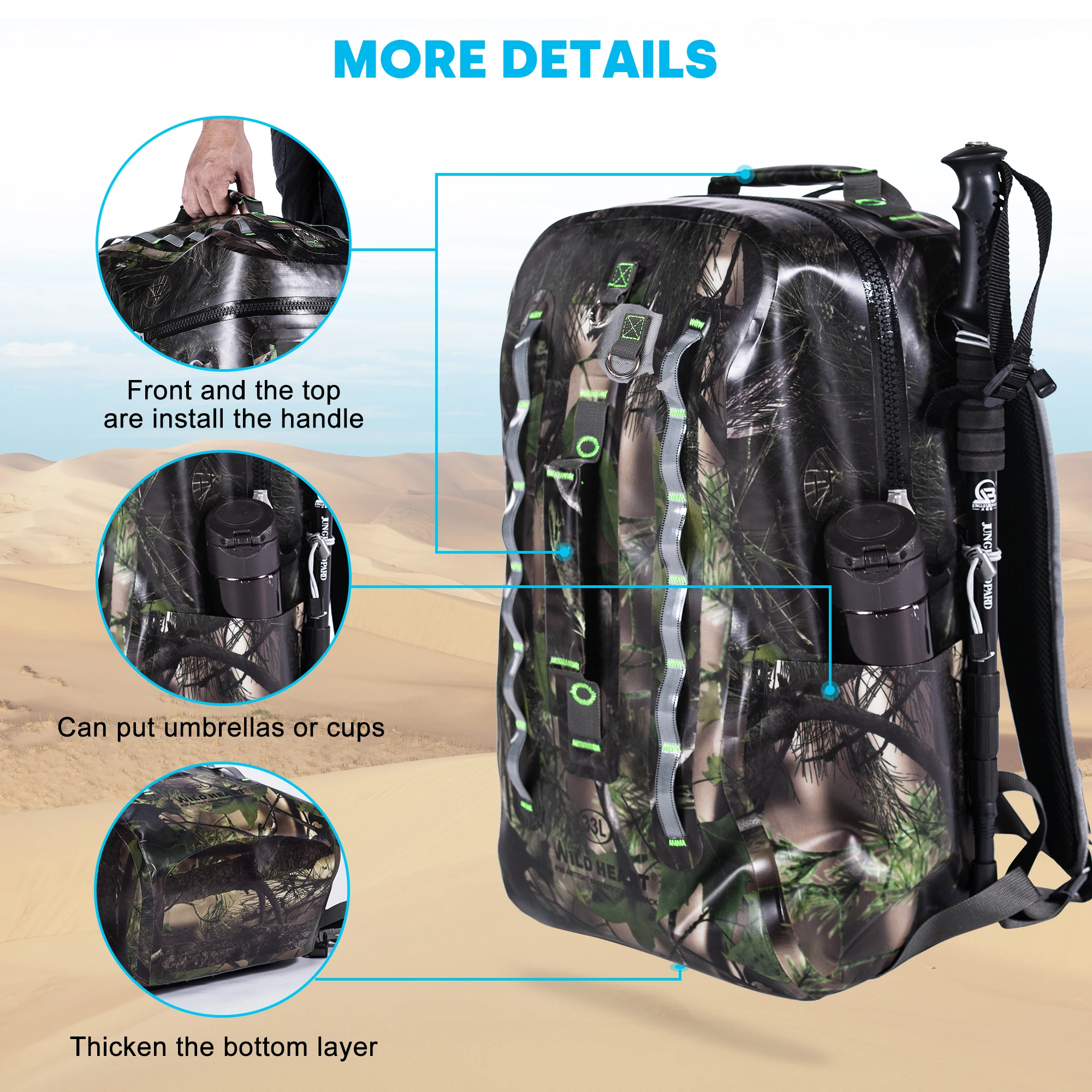 Outdoor Adventure Backpack - WILD HEART Waterproof Airtight Backpack 33L