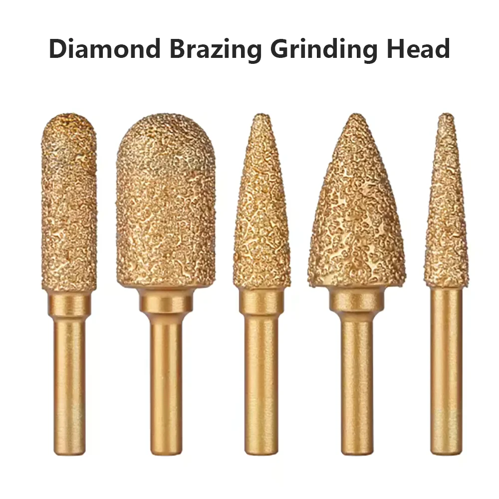 Grinding Head Diamond Handle 6mm Rotating File Iron Steel Burr Polishi