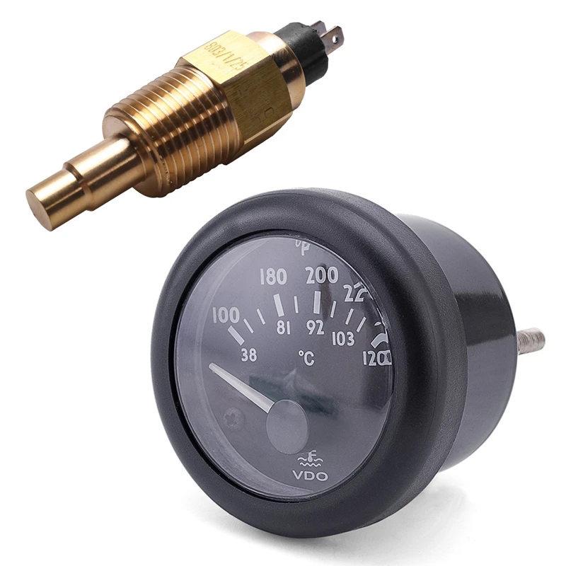 1 Pcs Vdo 1/2 Npt 21Mm Thread Engine Oil Temperature Sensor & 1 Pcs VDO Electromagnetic Water Temperature Gauge