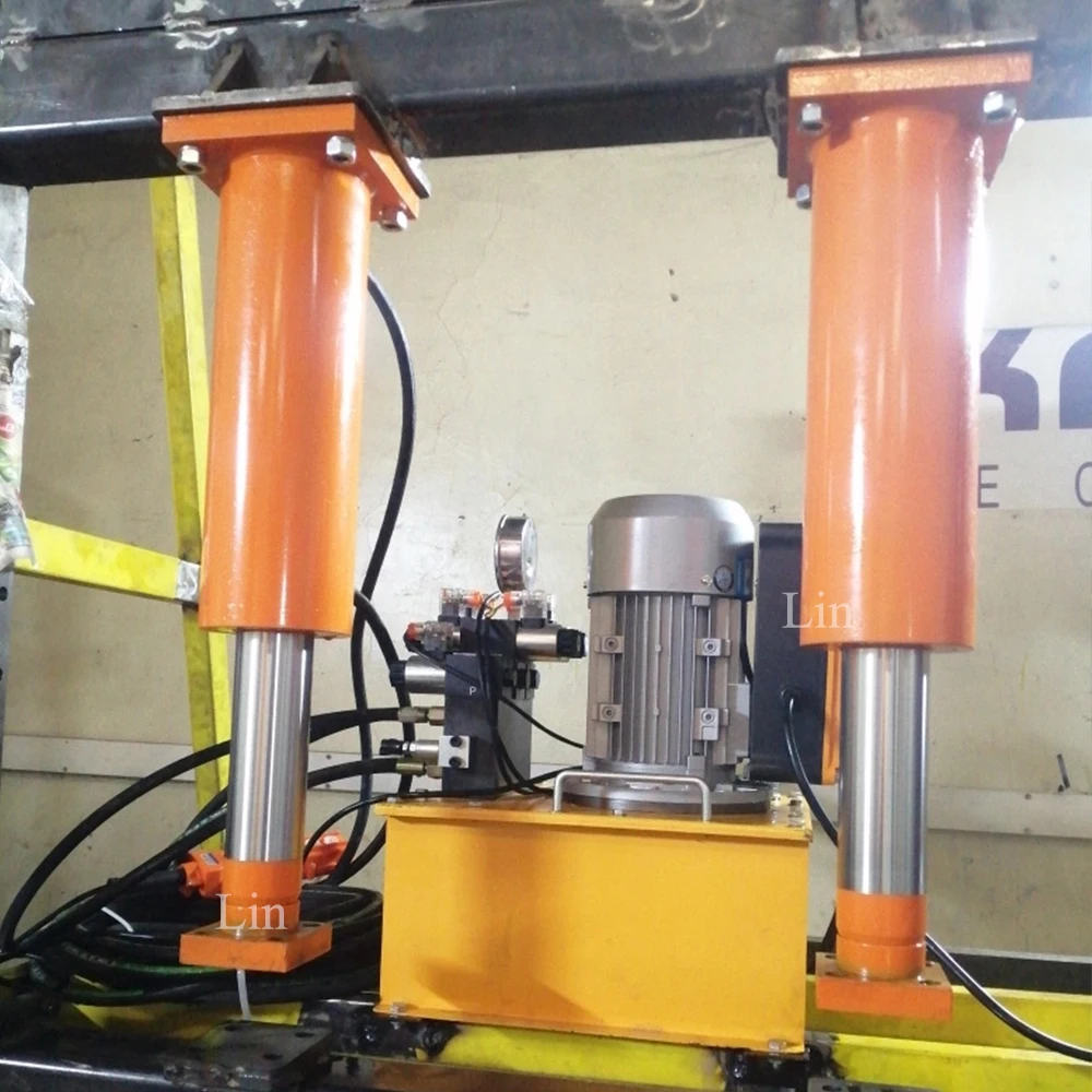 Square Flange 50ton 300mm Double Acting Hydraulic Press Machine Lifting Jack with 2.2kw Oil Pump