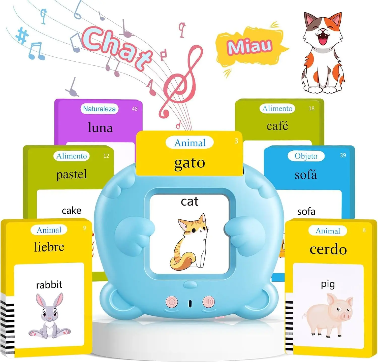 

Spanish & English Talking Flash Cards for Toddler, Bilingual Flash Cards Learning Montessori Toys with 224 Sight Words, Speech