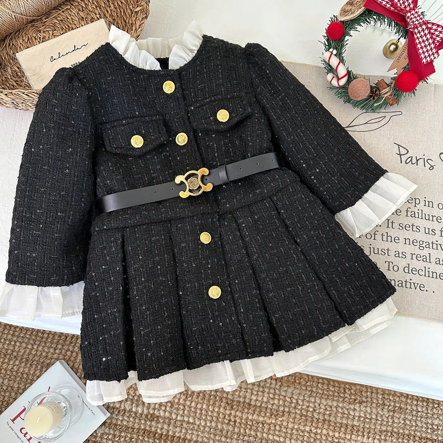 Girls Casual Dresses Pleated Dress with Fleece and Thickening Princess Dress for Girls 2 To 7 Years Kids Clothes for Girls