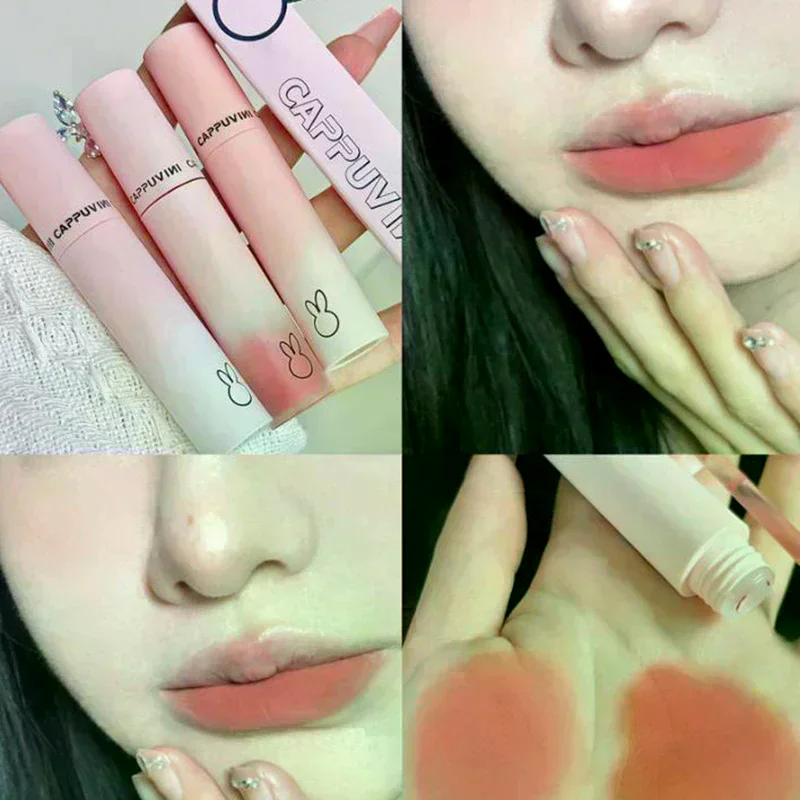 كابوفيني المخملية ماتي الشفاه الطين أحمر الشفاه موس الكستناء مقاوم للماء طويلة الأمد السلس ملمع الشفاه النساء الشفاه ماكياج مستحضرات التجميل