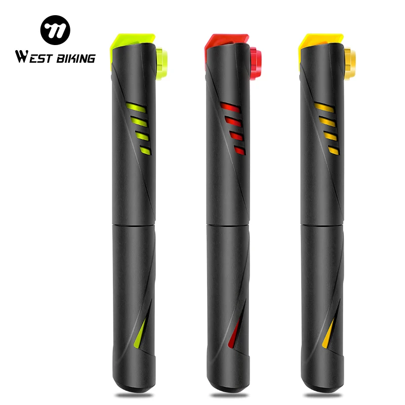 WEST BIKING 100PSI Mini Bike Pump Portable Lockable Bicycle Hand Air Pump Tire Inflator Schrader Presta Valve MTB Road Bike Pump