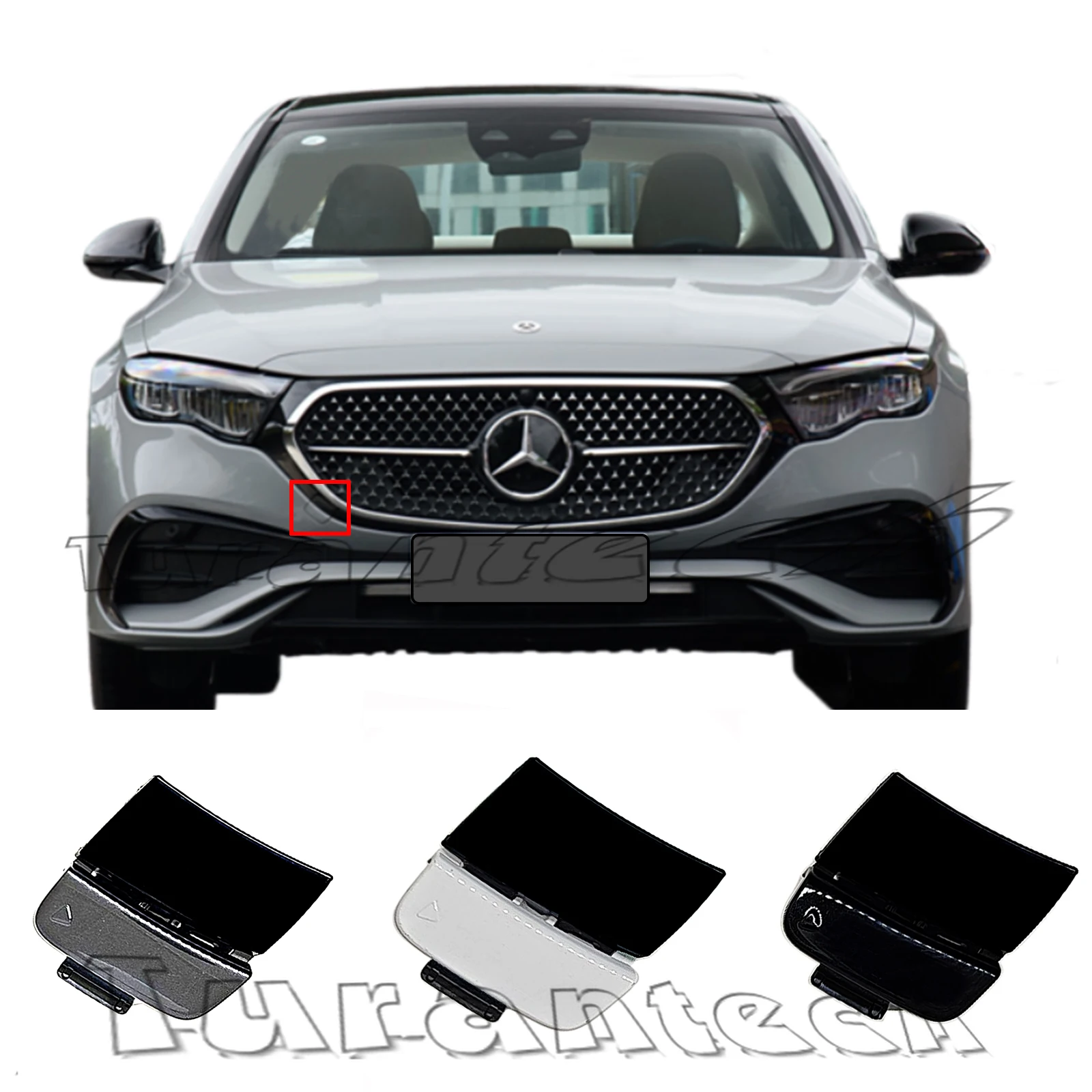 2in1 Front Tow Cover for 24-26 Mercedes-Benz E class W214 E180 E200 E220 E260 E300 E350 E450 Towing Eye Hook Cap