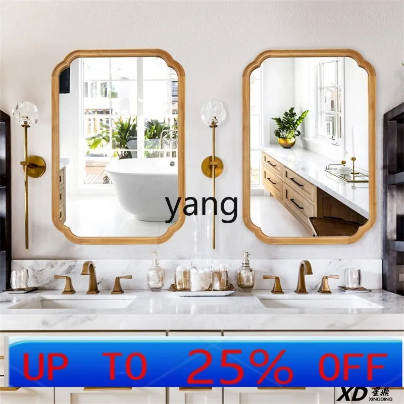 lmm medieval mirror wall hanging retro wall hanging rectangular new Chinese bathroom bathroom mirror