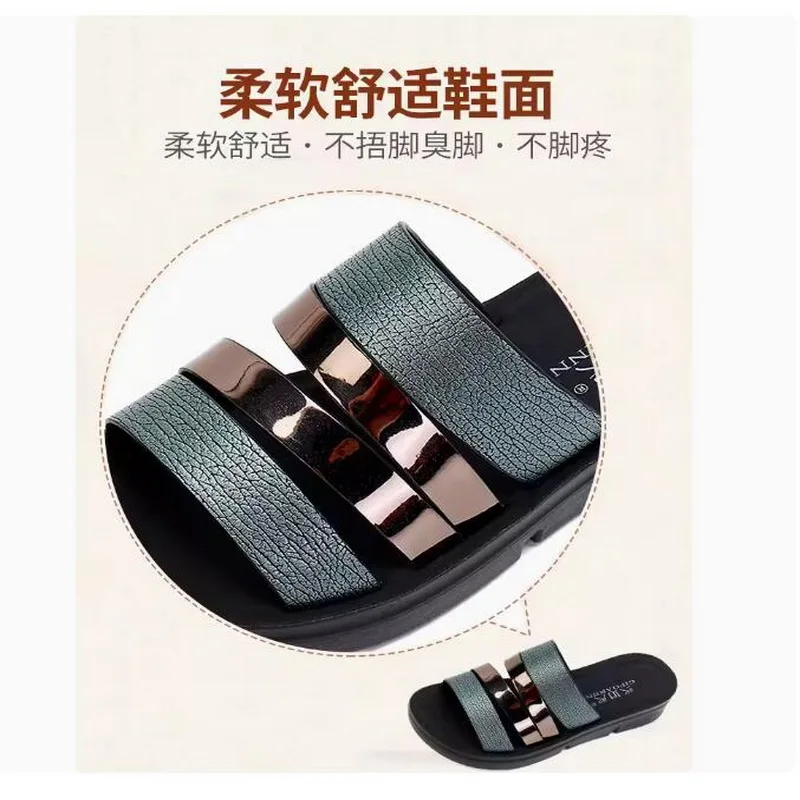 Women Summer Slipper Woman Shoes Ladies Microfiber Wedges Flat Shoes Female Casual summer Sandals Comfortable Platform