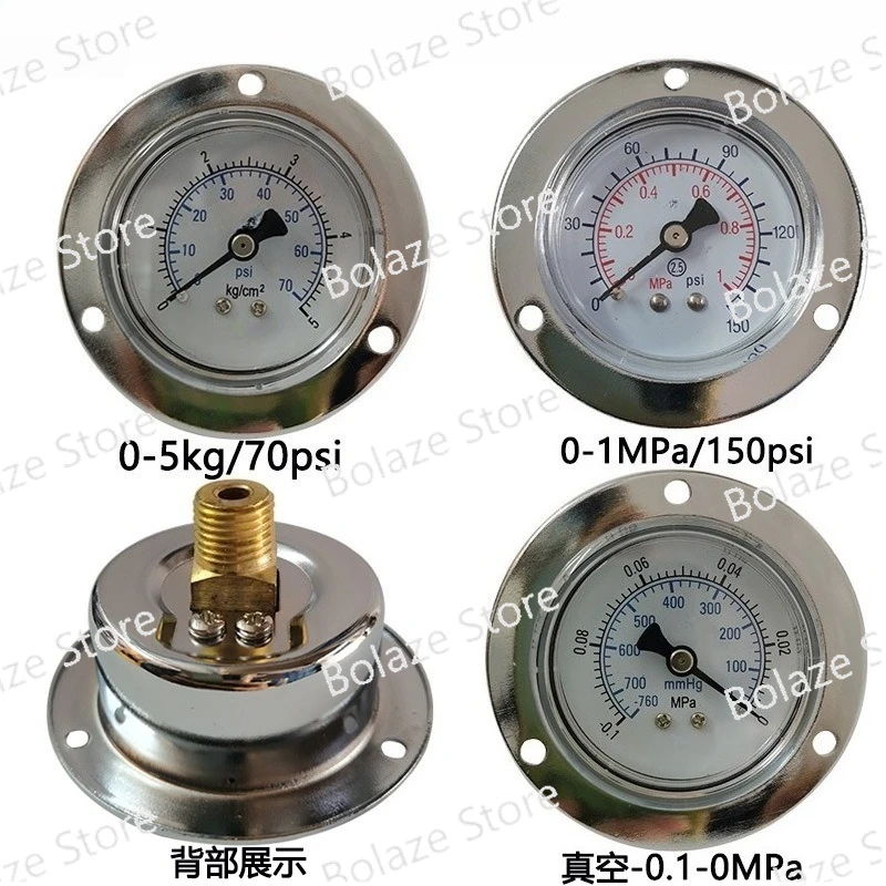 10kg Axial Edge Pressure Gauge, Air Compressor Pneumatic Vacuum Water Air Pressure Meter