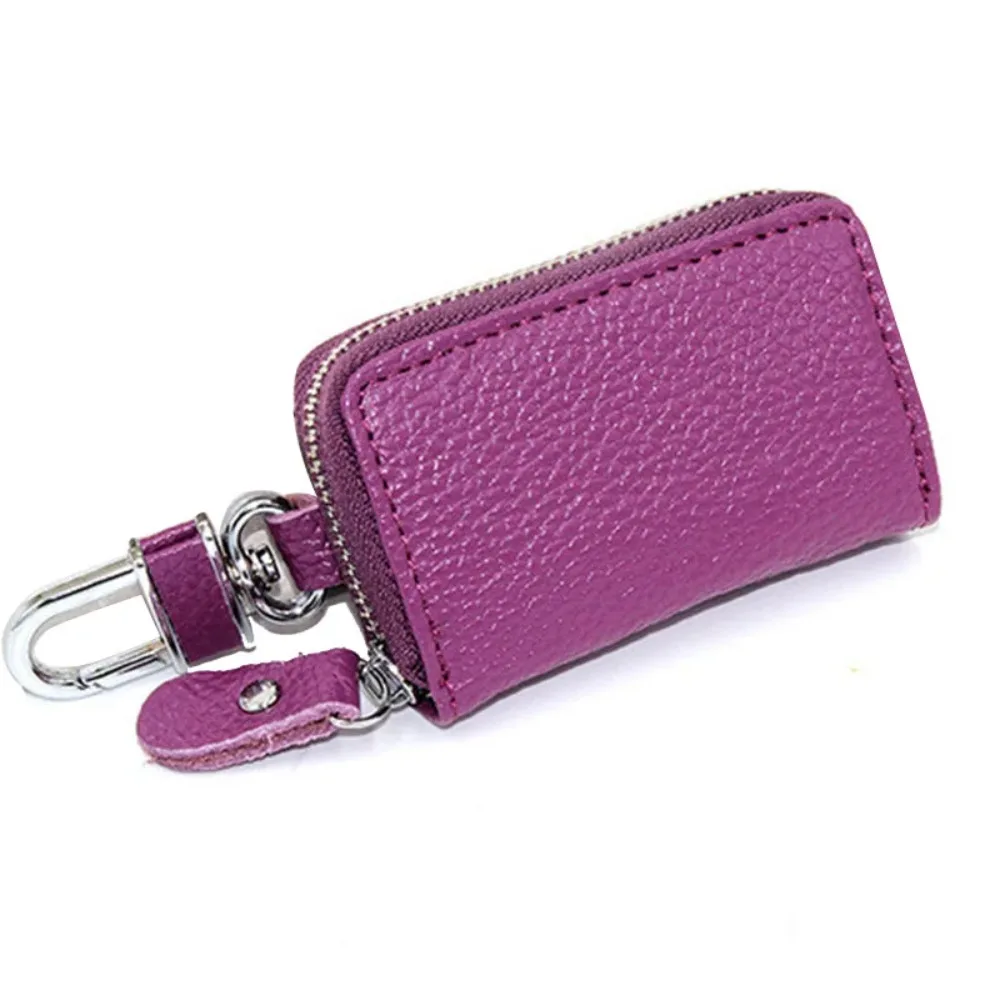 Porte-clés de voiture en cuir véritable unisexe, porte-clés, housses de porte-clés, étui à fermeture éclair, portefeuille pour hommes, 007 Keeper, HTML EvaluWomen