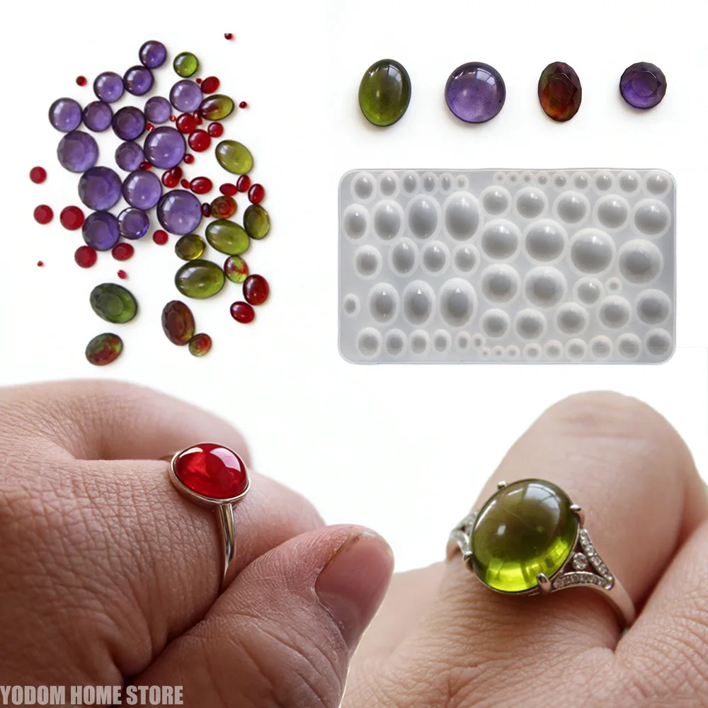 Round Oval Gemstone Jewelry Mold Silicone Resin Epoxy Accessories Ring Pendant Ornament Casting Craft Tool