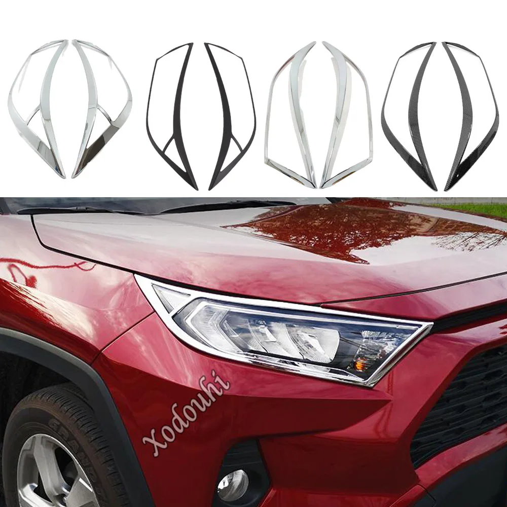 

For Toyota RAV4 2019 2020 2021 2022 2023 Sticker Styling Cover Detector Head Front Light Lamp Trim Frame Hoods Part Eyebrow 2PCs