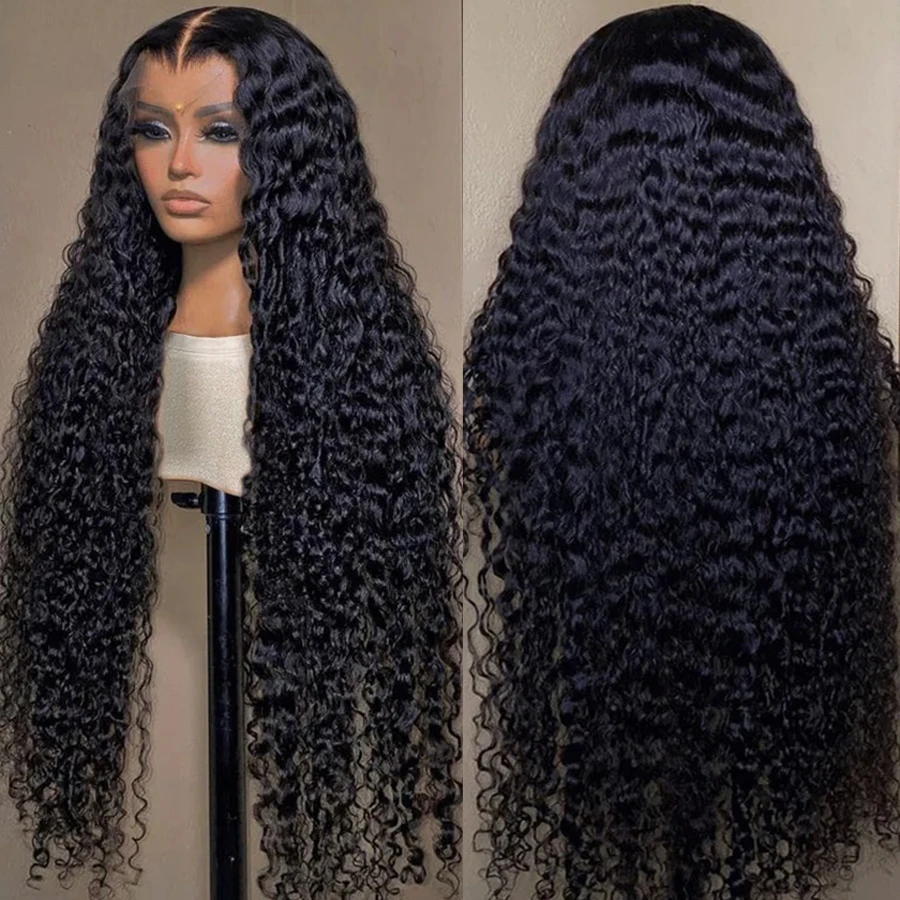 200 Density Water Curly 13x6 Transparent Front Glueless Wigs Human Hair 30 32 34 Inch Deep Wave 13x4 Lace Frontal Wig For Women