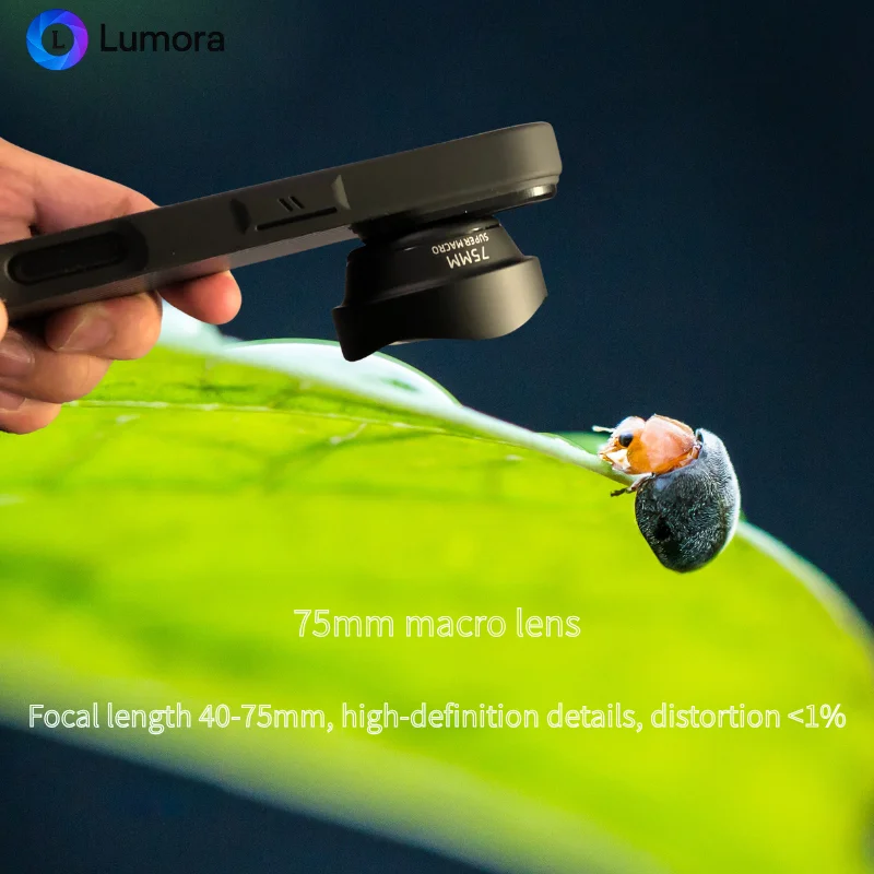 

Макрообъектив Lumora 75 мм для iPhone и Android | Чехол для объектива для фотосъемки HD, идеально подходит для насекомых, цветов, ювелирных изделий