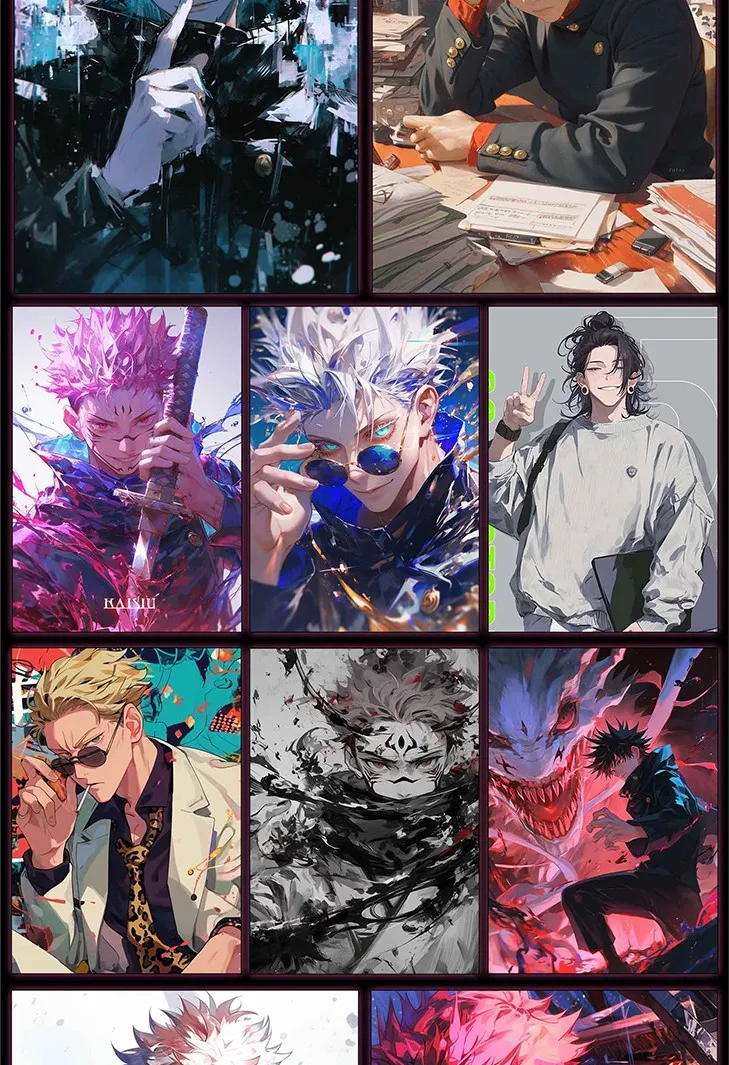 Jujutsu Kaisen B5 Double-sided Thick Cards Anime Gojo Satoru Fushiguro Cross Shaped Laser Glass Shattering Effect Cards Toy Gift