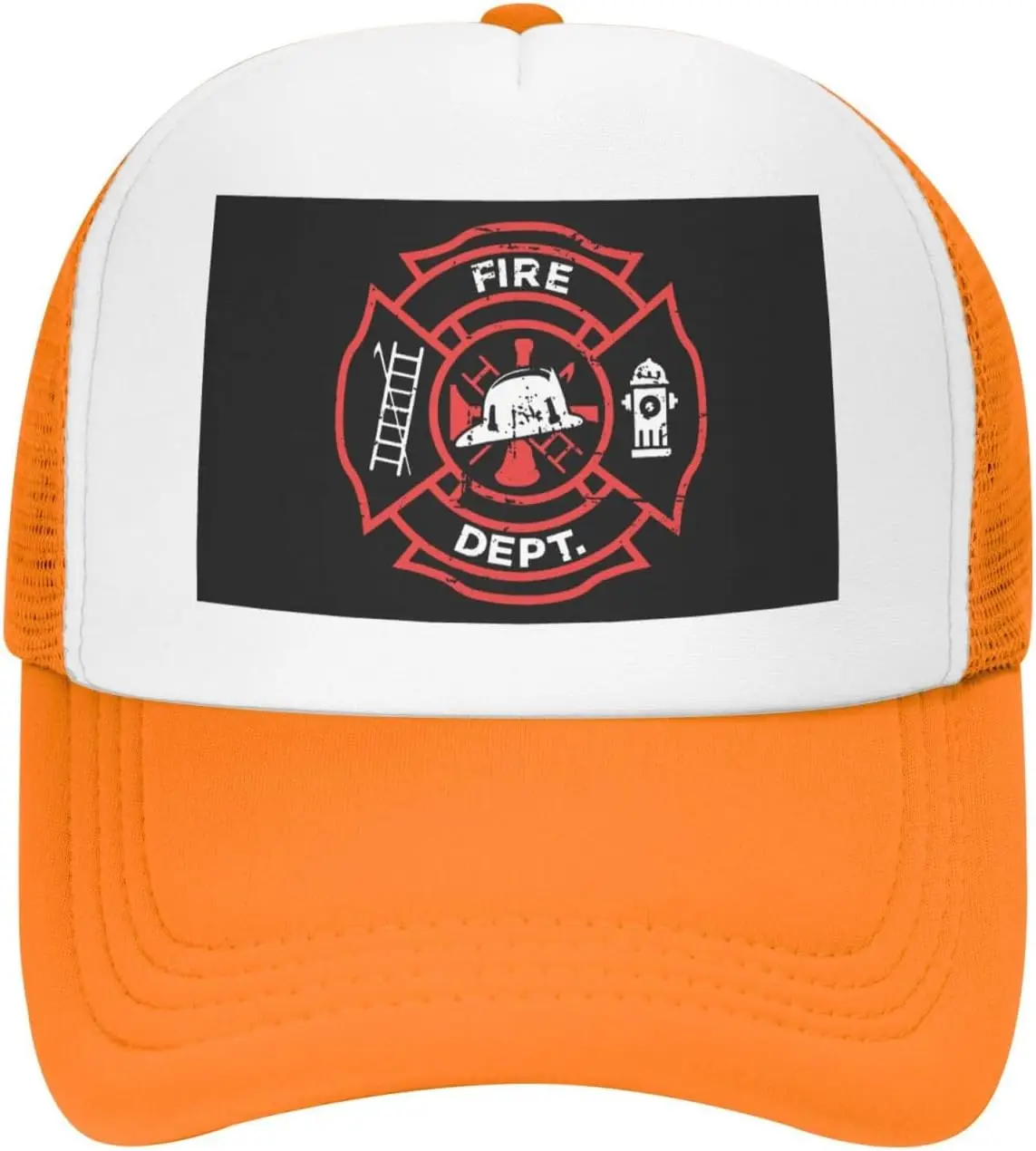 Fire Dept Maltese Cross Trucker Hat Breathable Mesh Adjustable Snapback Cap for Adults