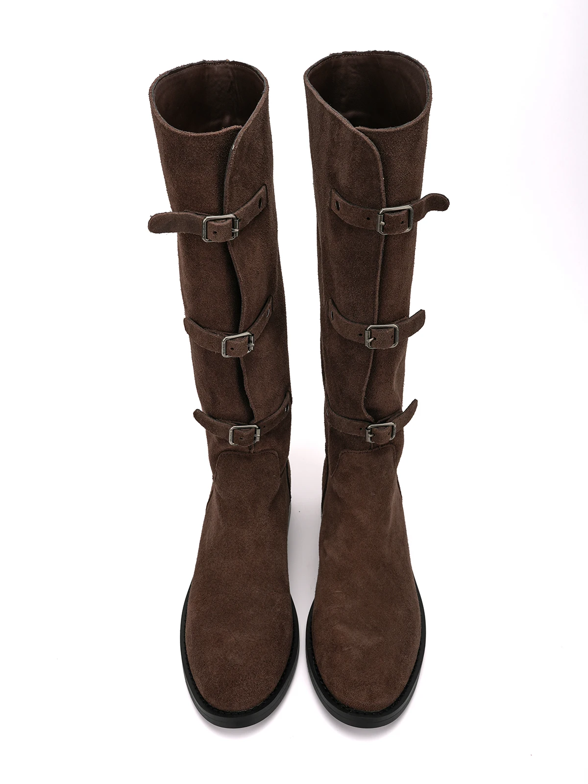 Suede Knee-High Boots - Military-Inspired Riding Boots for Women