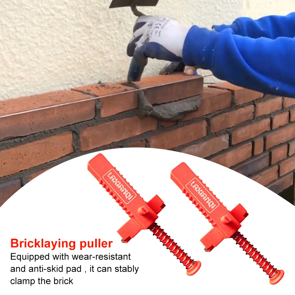 2Pcs Brick Liner Durable Anti-Skid Brick Line Runner Line Clip Wire Drawer Bricklaying Tools for Building Construction Black/Red