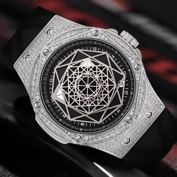 HANBORO Men Automatic Watch 43mm  Mechanical Wristwatch Luminous Sapphire Mirror Crystal Bezel Geometry Dial Miyota Mov