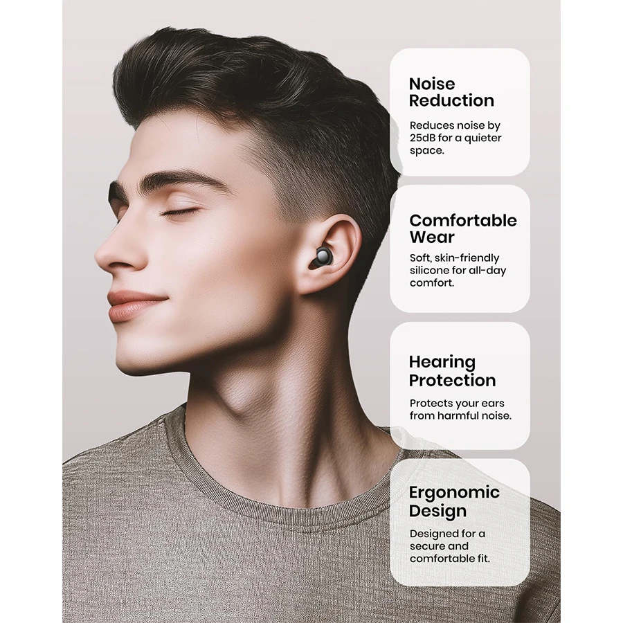 Penutup Telinga untuk Tidur 25dB Peredam Kebisingan Silikon untuk Konser Bepergian Belajar Fokus Perlindungan Telinga yang Dapat Digunakan Kembali