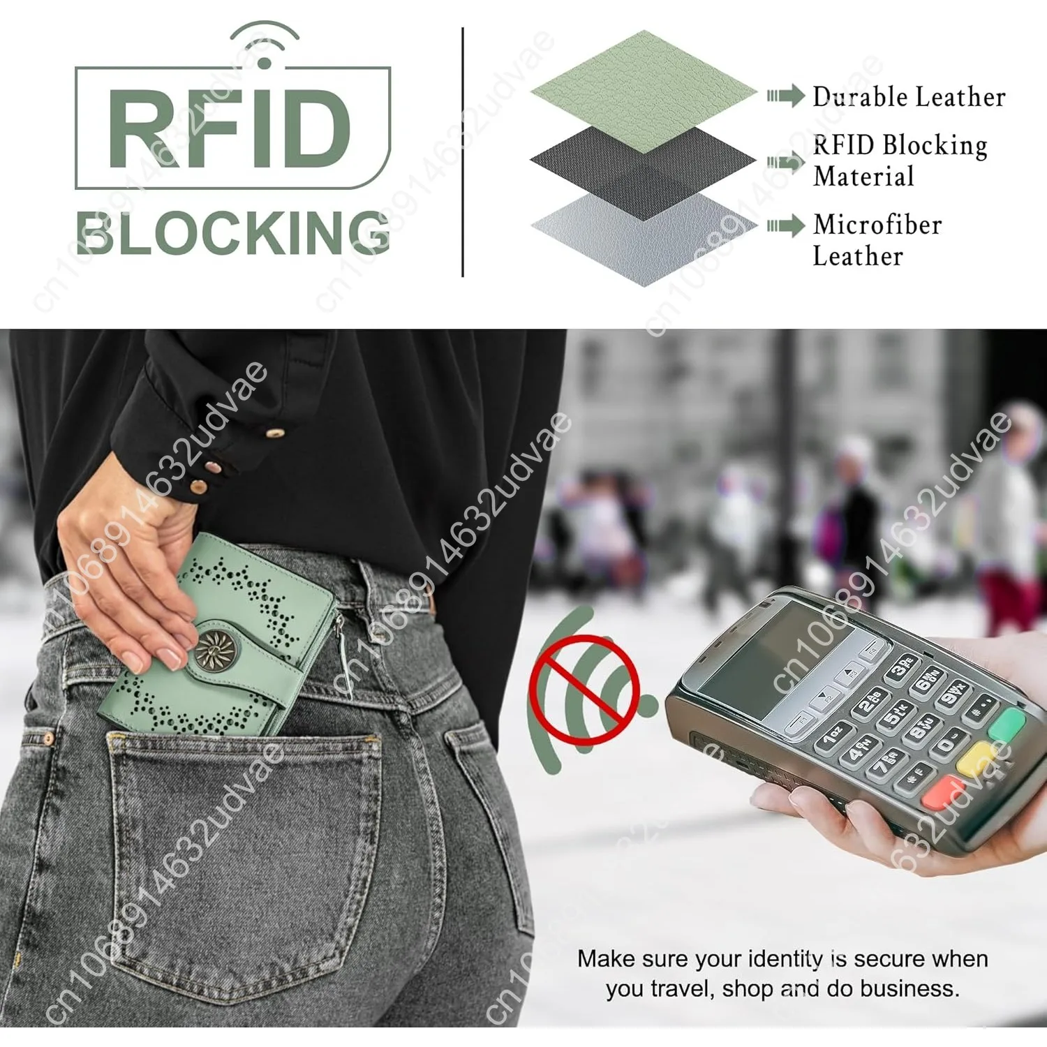 Small Wallet for Women Bifold RFID Blocking Card Holder Leather Wallets with Zipper Coin Pocket