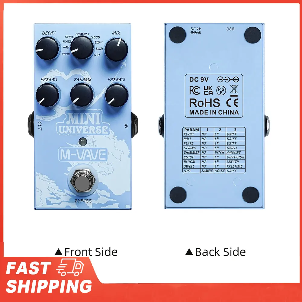 

Педаль эффектов для гитары, цифровая педаль реверберации, цифровое моделирование, эффектор реверберации с 9-режимным выбором реверберации для бас-гитары