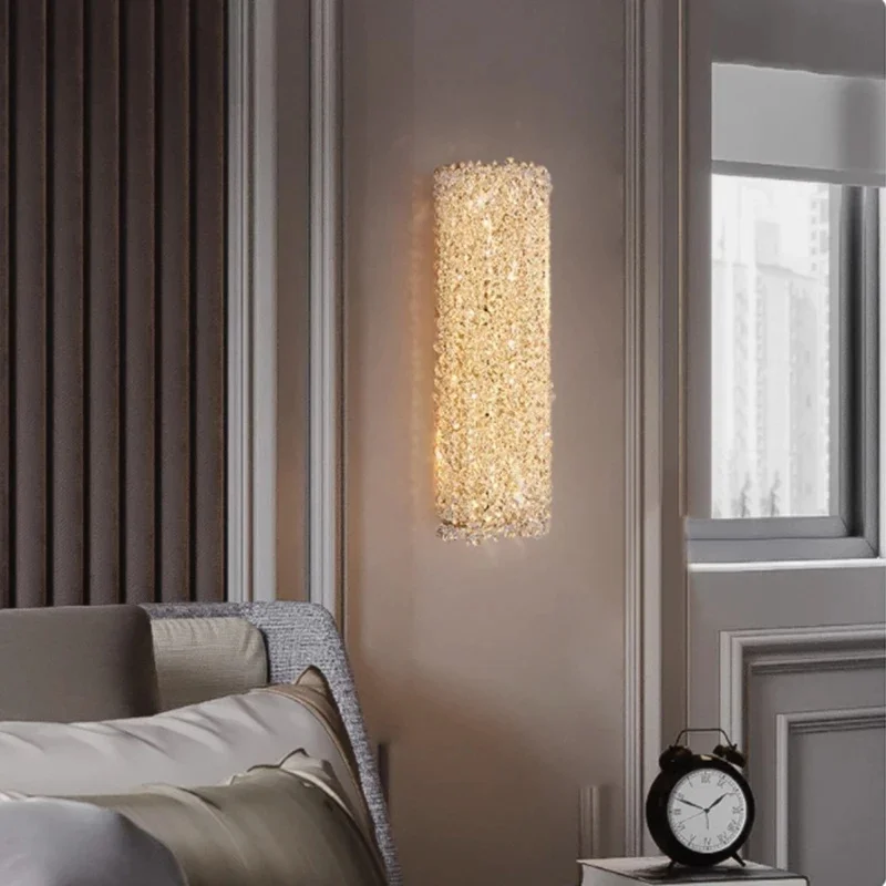 ما بعد الحداثة الفاخرة الكريستال الجدار مصباح غرفة المعيشة زخرفة خلفية الحديثة الحد الأدنى غرفة نوم رئيسية السرير إضاءة داخلية #4