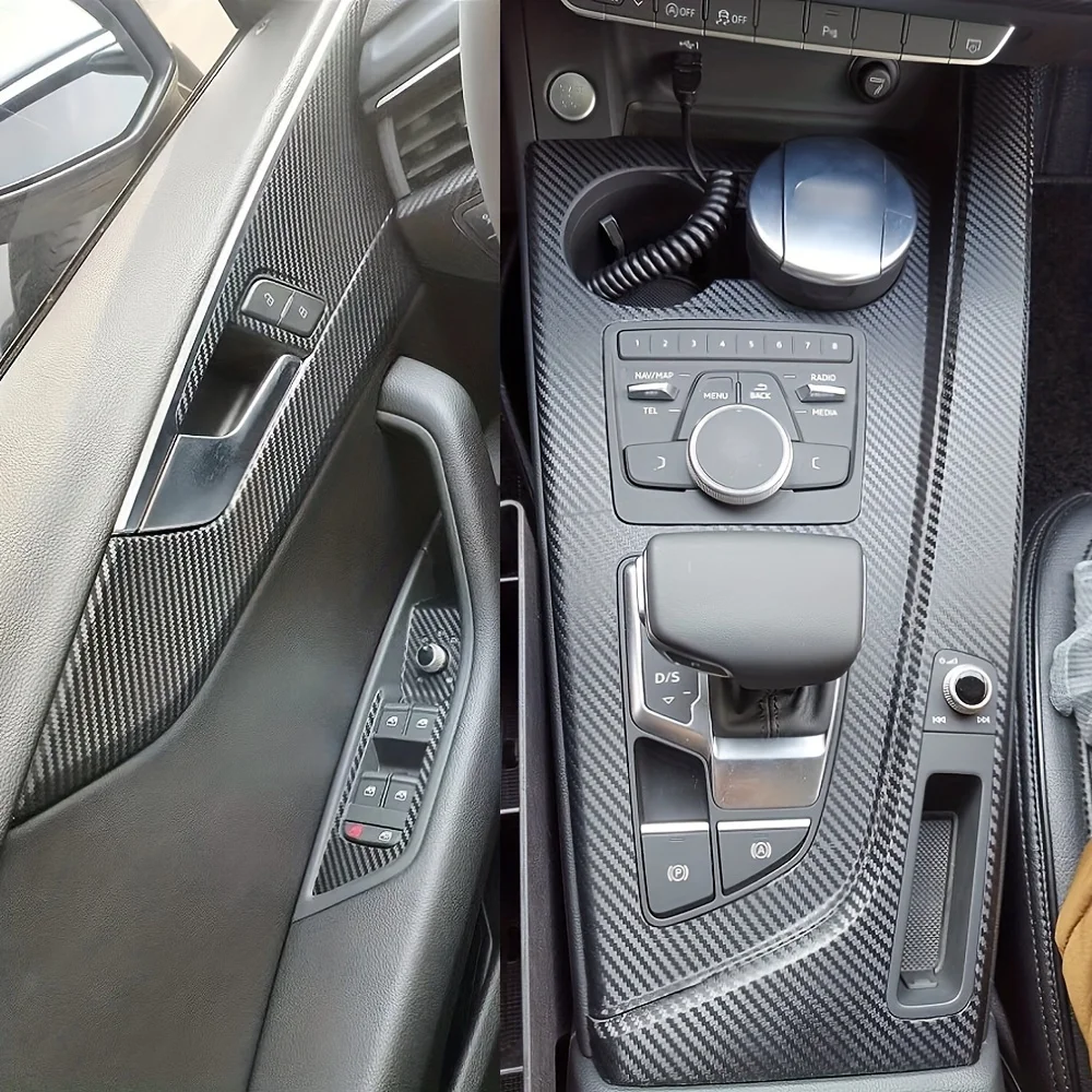 Car-Styling Carbon Fiber Car Interior Center Console Color Change Molding Sticker Decals For Audi A4 A5 B9 2017-2019 - view 5