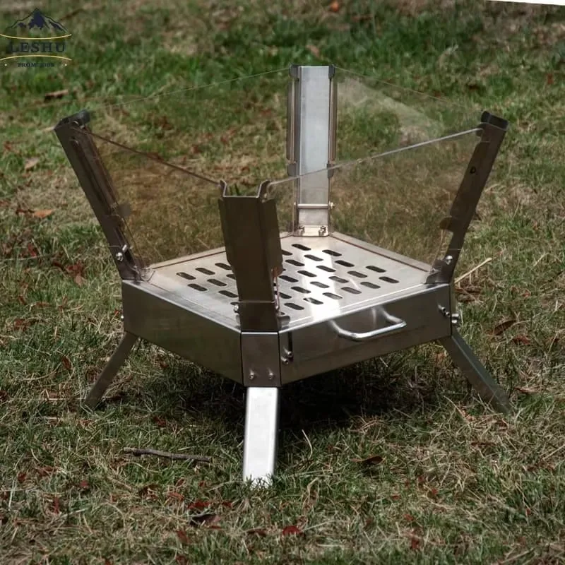 

【Best-selling】Portable Outdoor Bonfire Fireplace Folding Cast Iron Biolite Campstove Usb Charging Camp 2 Burner Stainless Steel