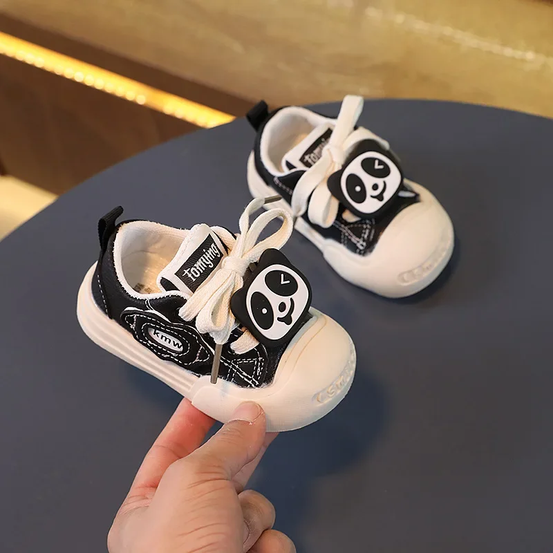 

2023 New Baby Boys First Walker Shoes Lace-up Panda Versatile Soft Cute Children Fashion Sport Shoes for Girls Kids Casual Shoes