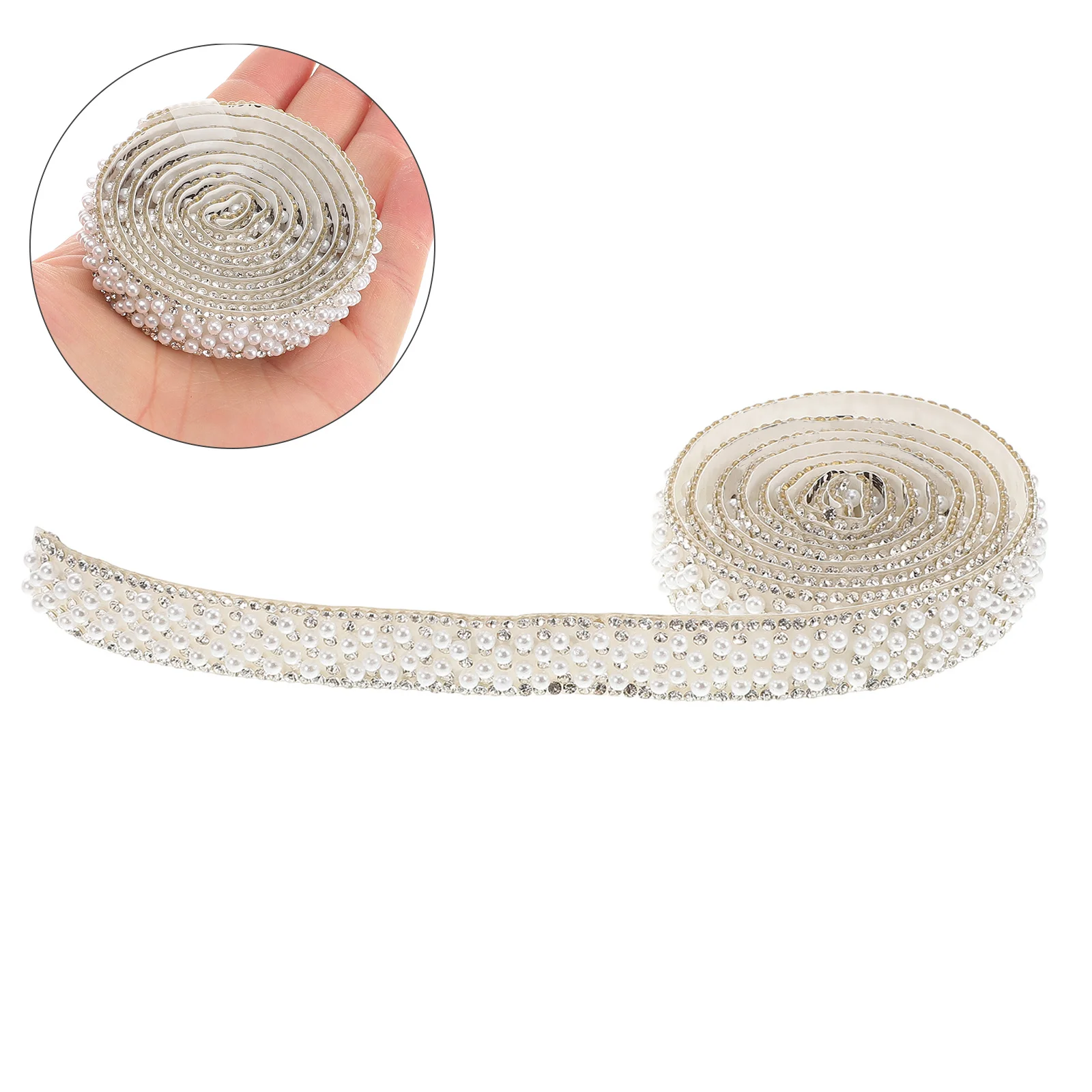 

3pcs 3Rolls 1.5Cm Pearl Rhinestone Trim Self Adhesive Craft Tape For Diy Wedding Party Decorations Bling Wrap Handicraft Sewing