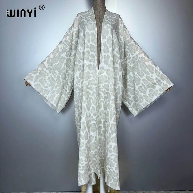 WINYI cardigan leopardato invernale Africa donna calda manica lunga allentata moda cappotto da strada maglione donna kimono femminile lavorato a maglia