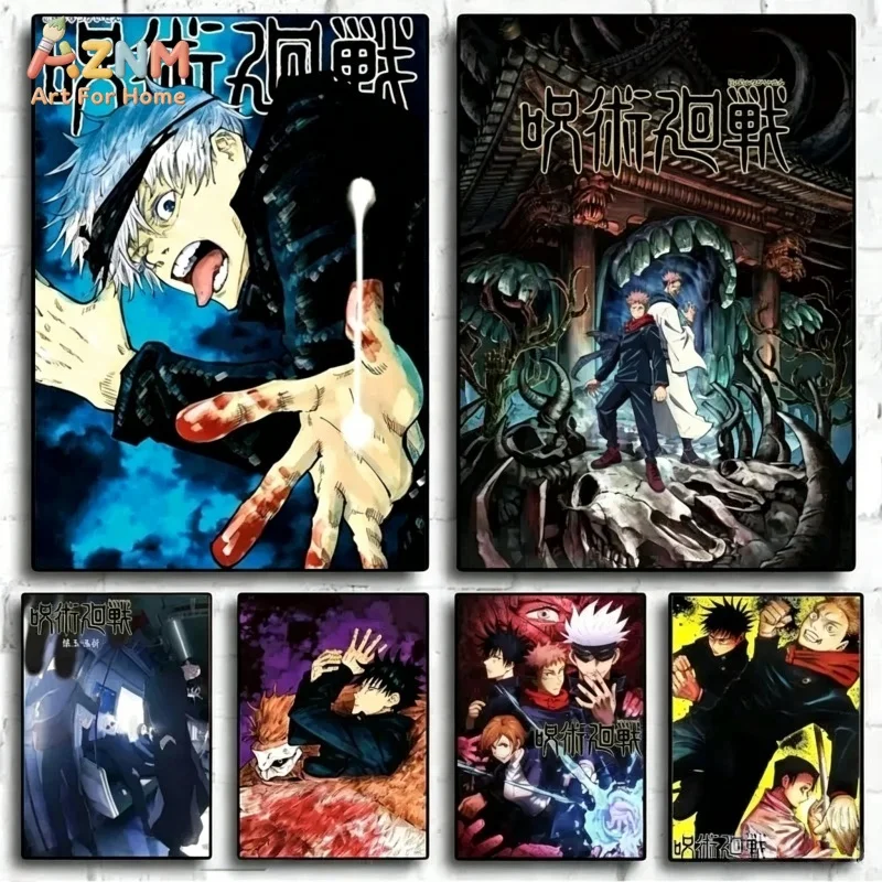 AZNM Jujutsu Kaisen Comic-Cover Leinwanddruck Satoru Gojo Yuji Itadori Anime Wandkunst Poster Heim Schlafzimmer Deko Leinwanddruck G