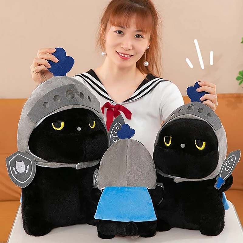 30cm Cute Knight Silly Cat Doll Plush Toy Soft Toys Home Decor Throw Pillow Creative Birthday Gift Cartoon Doll Ornament