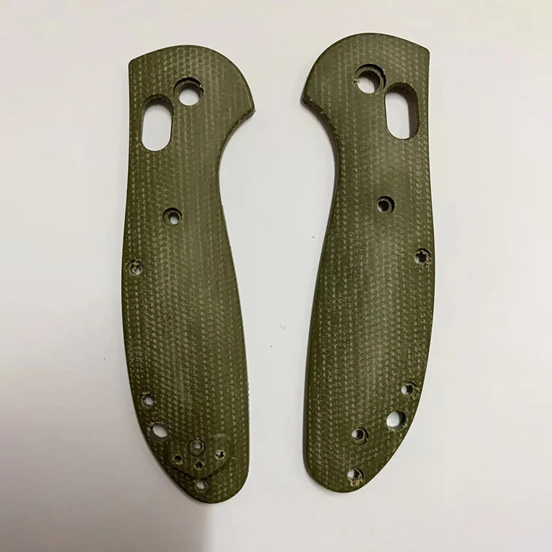 With Screws CNC Green Flax Micarta Knife Grip Handle Scales For Genuine Benchmade Mini Griptilian 555 556 557 Knives DIY Part