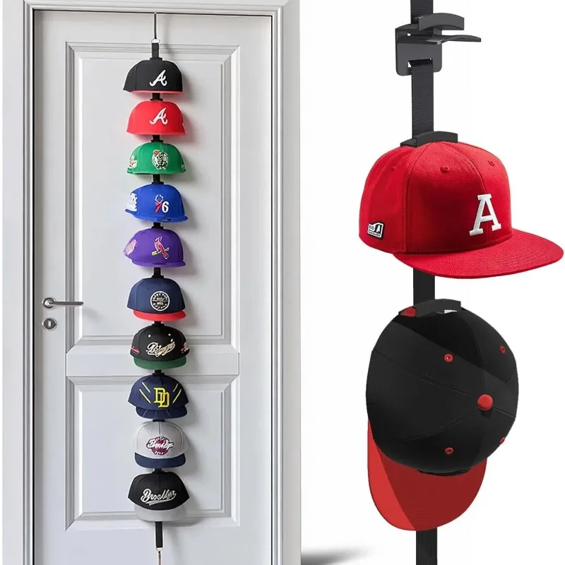 Organizador de Gorras para Colgar Sobre la Puerta, con Ganchos y Colgadores, Organizador de Gorras de Béisbol, Organizador Compacto con Ganchos