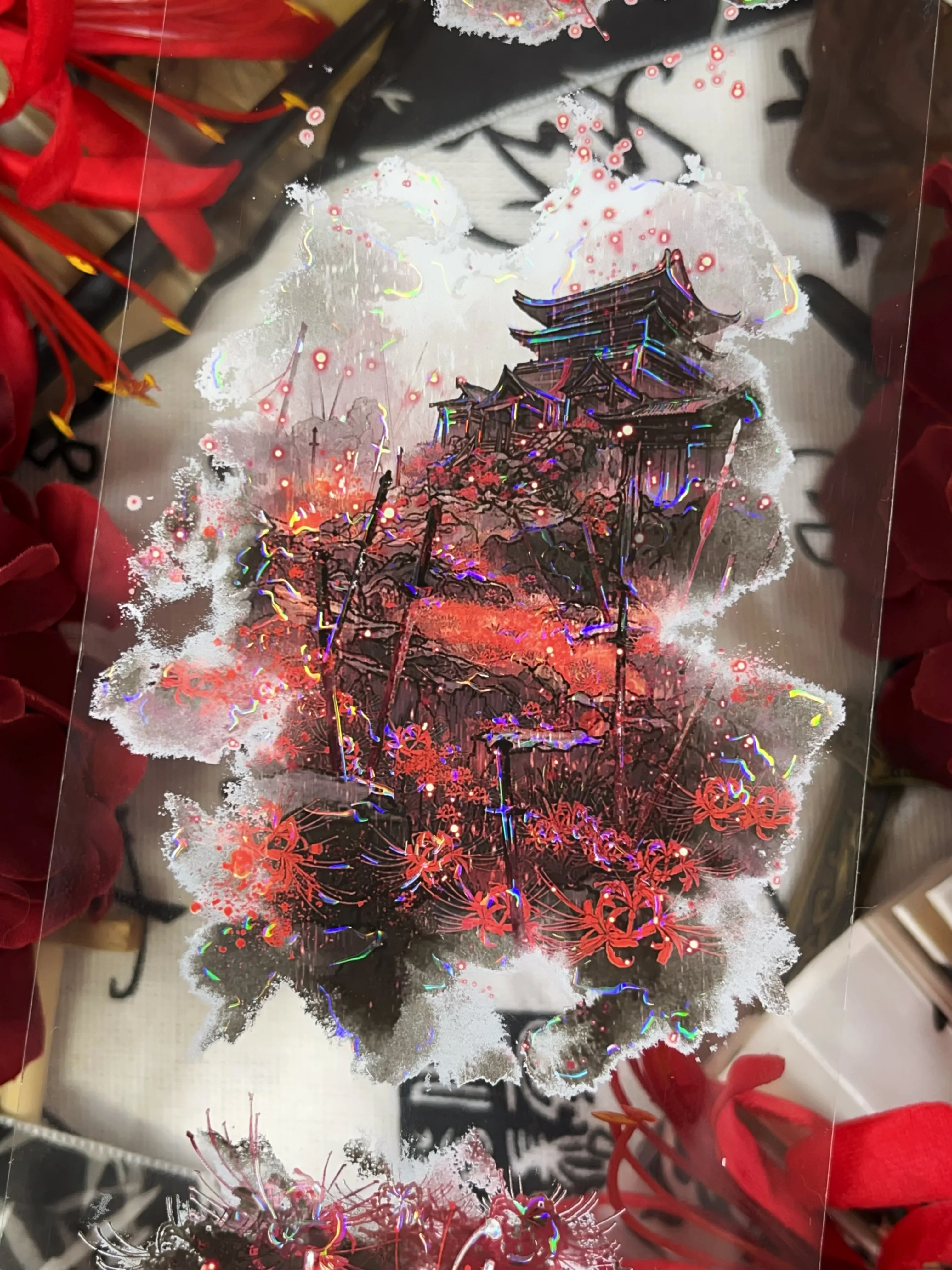 مذهلة الأحمر العنكبوت زنبق في العالم القيثارة لامعة قذيفة PET الشريط الحرفية لوازم DIY بها بنفسك سكرابوكينغ بطاقة صنع ديكور خطة ملصق #1