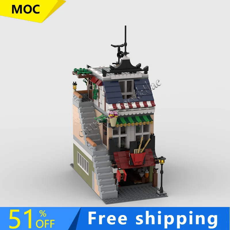 

1431 PCS MOC Luxury Ramen House And Gift Shop Modular Model Architecture Building Block Diy Education Assembly Kids Toys Gifts