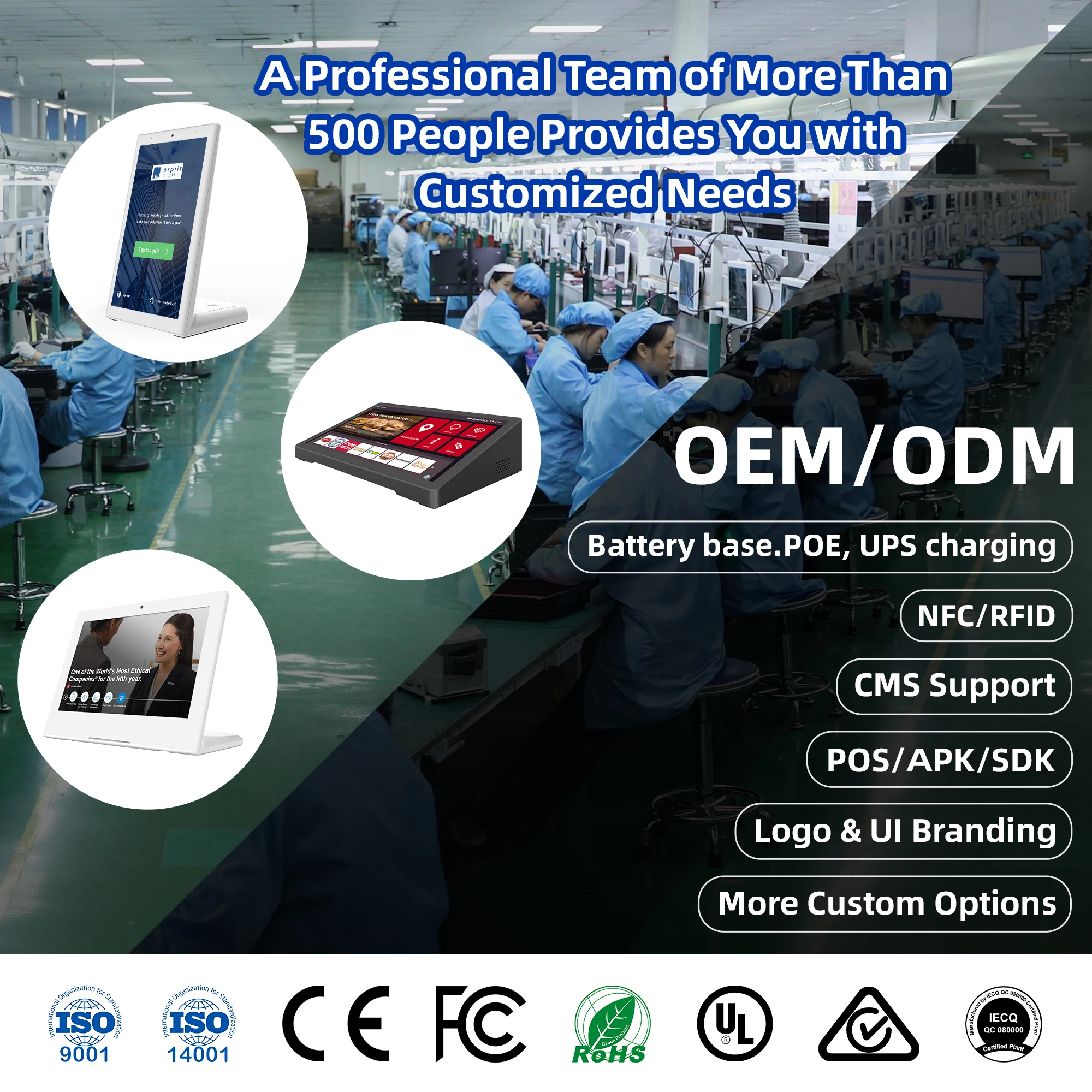 15.6'' Desktop Type Digital Signage RK3576S Android15 4+64G RJ45 POE NFC RFID For Restaurant/Hotel/Government Evaluation Screen