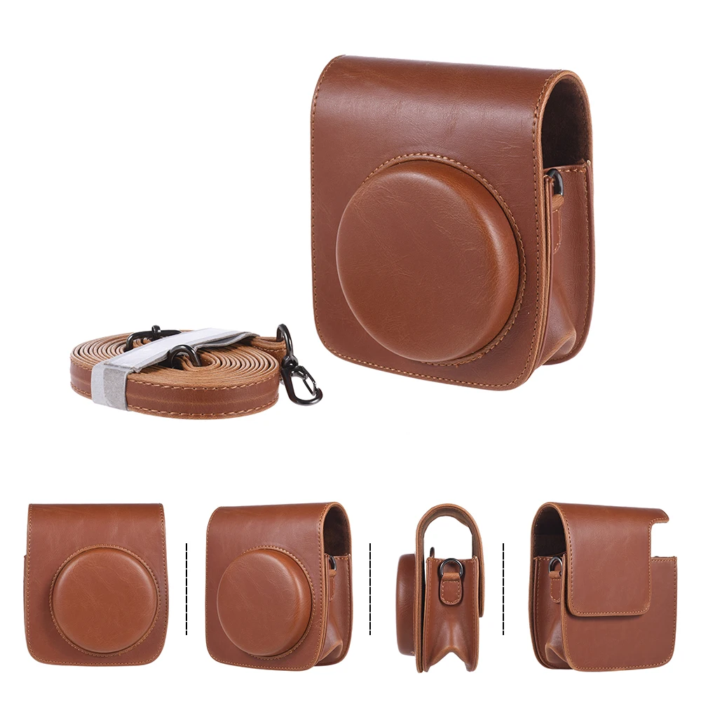 カメラケース ヴィンテージ PU 保護カメラケース バッグ ポーチ カバー プロテクター ストラップ付き 富士フイルム ミニ 90 インスタントフィルムカメラ用