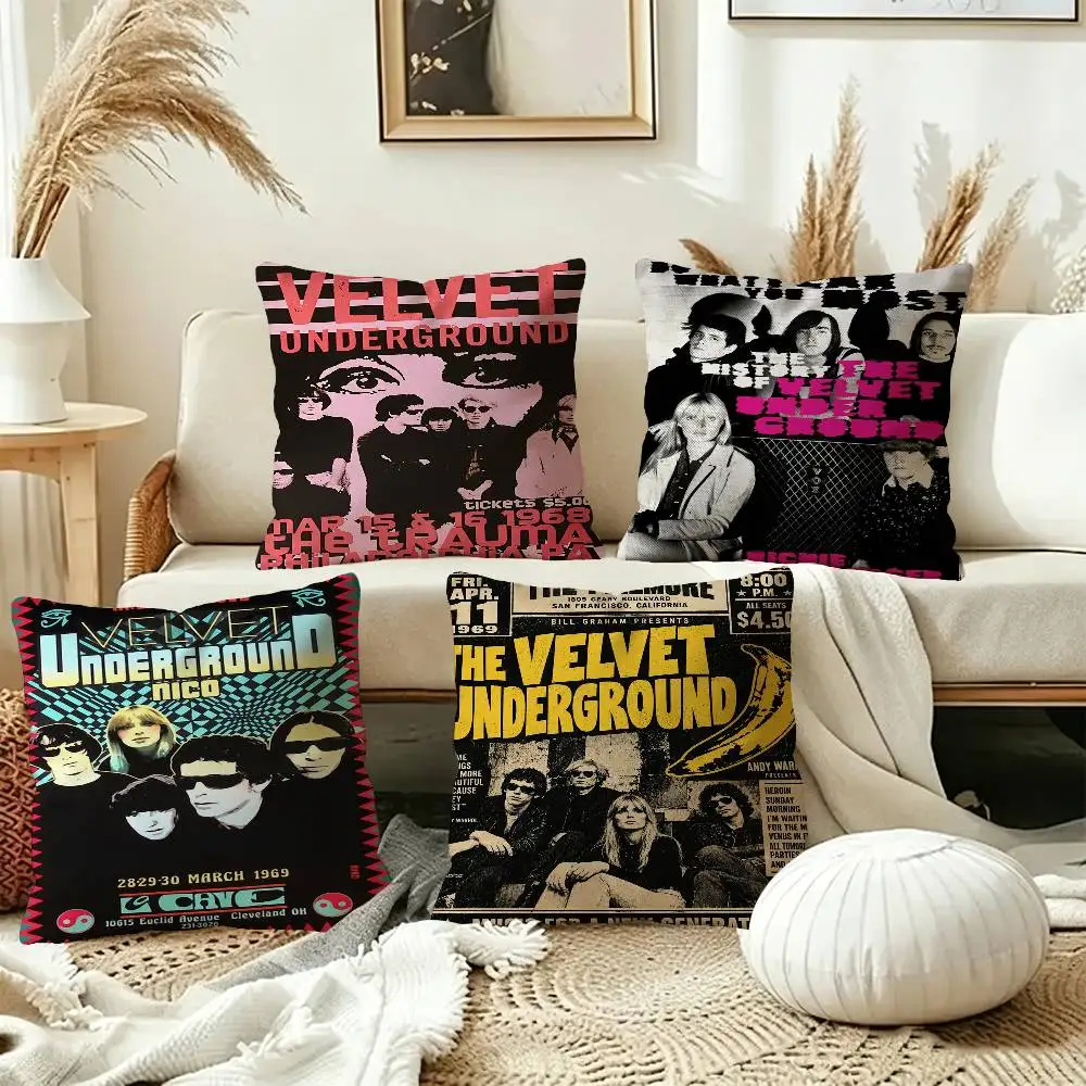 Rock Band The V-Velvet U-Underground Pillow Gift Home Office Decoration Bedroom Sofa Car Cushion Cover Case 45x45
